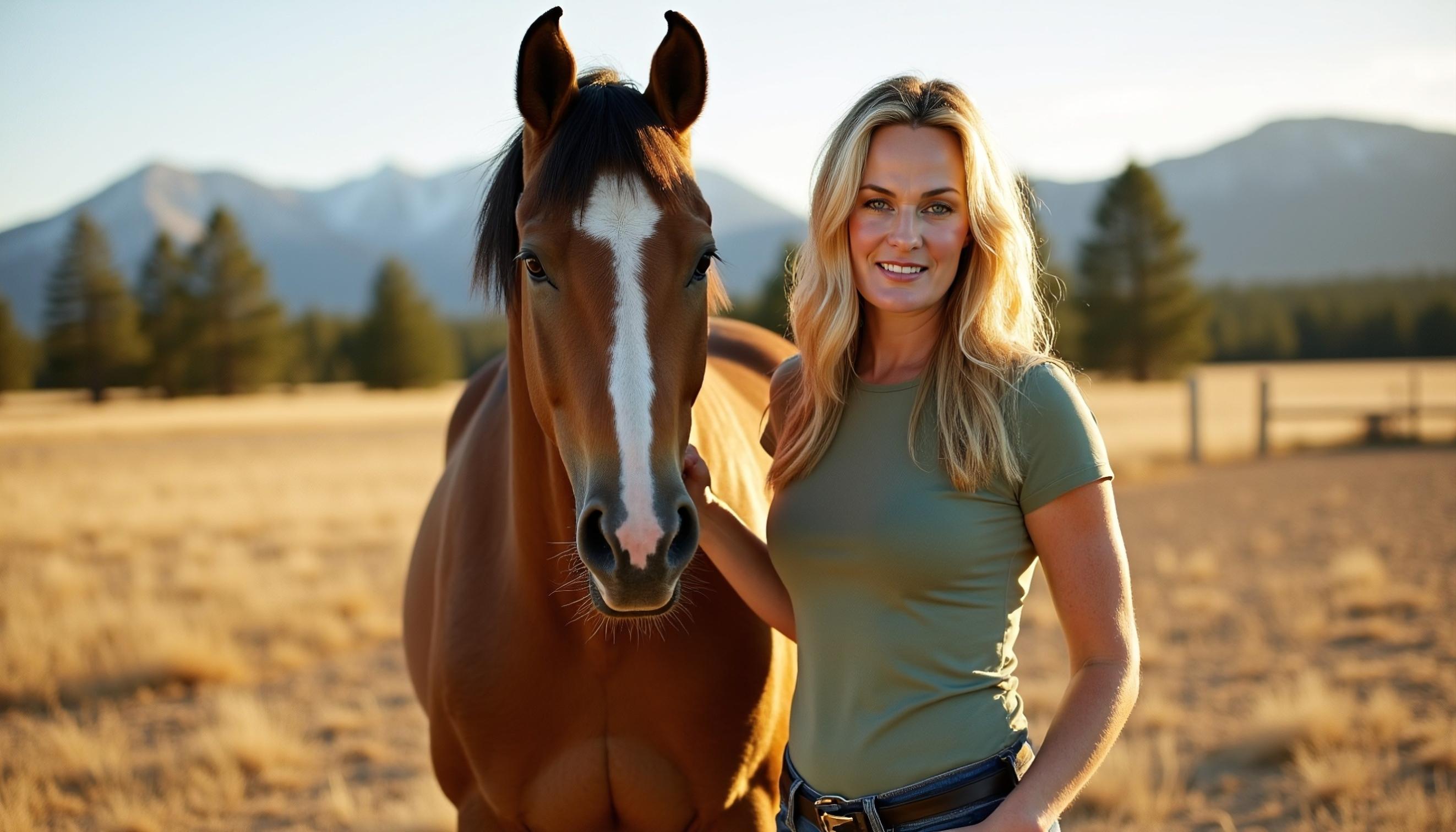 Montana Lowden consulting with a horse in the arena